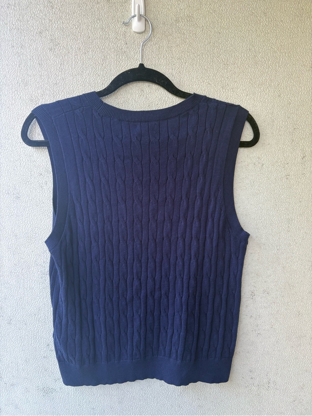 J.Crew Navy Cable Knit Cotton Sweater Vest M Preppy Academia. - Picture 4 of 11